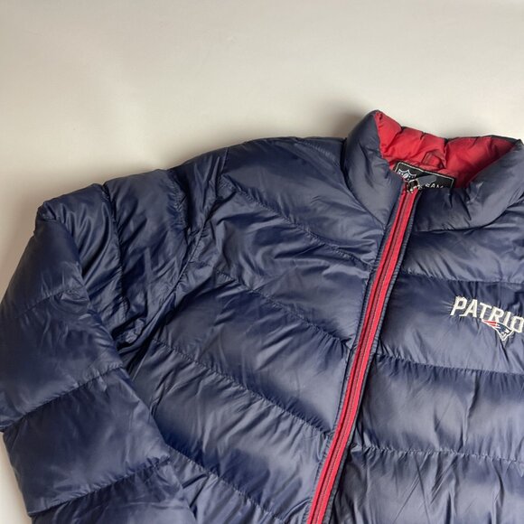 NFL New England Patriots Football Puffer Jacket Full Zip Hoodie Blue Size L Men - Picture 3 of 16